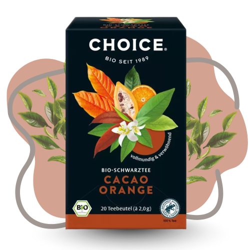BIO CHOICE® Kakaó-narancs fekete tea 40g Cacao orange 20 filter