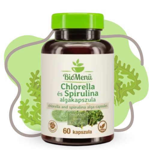 BioMenü BIO Chlorella és spirulina alga kapszula 60db