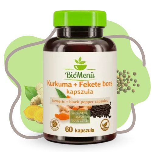 BioMenü BIO KURKUMA + FEKETE BORS kapszula 60 db